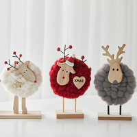 Weihnachten Holz Schaf Filz kleine Ornamente Set Schaffell Schneemann Alter Mann Esstisch Dekoration Weihnachts baum Ornamente