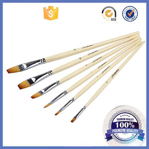 Juego de Pinceles de Nailon Dorados de Cabeza Redonda y Plana para Artistas, 6 Piezas, Mango de Madera, Pinceles para Pintura Acrílica y al Óleo - Product Image 2