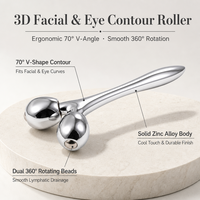 Rouleau facial en métal en forme de Y, masseur facial à double tête pour le soin de la peau du contour des yeux, 9,6 cm, portable