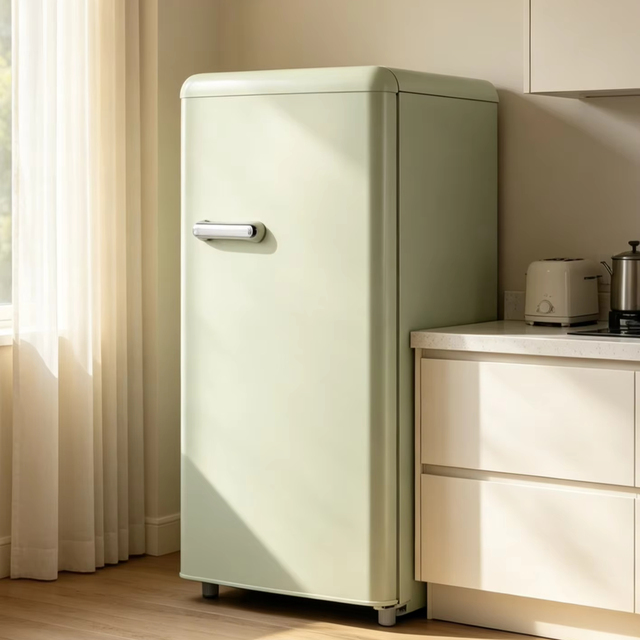 Demler BC-98 Single-Door Retro Refrigerator 98L Capacity Compact Mini Size Stylish Design Dorms Home Use Energy-Efficient US