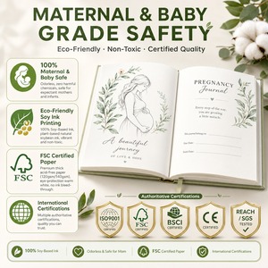 Carnet de grossesse A5 personnalisé et OEM, couverture rigide en lin avec estampage à chaud doré, papier ligné crème – Fabricant - Product Image 5