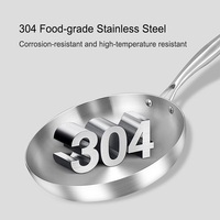 Wajan Penggorengan Premium Tri Ply 304 Stainless Steel Anti Lengket untuk Kompor Induksi dan Gas, Wok Masak Logam, Skillet Datar