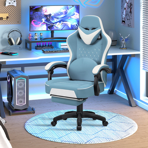 Ajunion Ghế chơi game massage 2-điểm rung thắt lưng hỗ trợ 440lbs Công suất máy tính ghế với chỗ để chân lớn cao Gamer ghế - Product Image 1