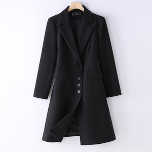 Women's Long Trench Coat Grey Solid Color Medium Thickness Polyester Woven Autumn Winter Outerwear Slim Fit Straight Cut - Product Image 2