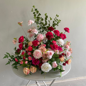 A-FR112 Pink Flower <b>Table</b> Centerpiece Hot Rose Color <b>Wedding</b> Flower <b>Runner</b> Pink and Green Color Silk Flower Ball - Product Image 2