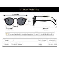 Lunettes de soleil unisexes de haute qualité TR90, monture ronde classique en métal, UV400, noir et marron, verres en PC, grossiste européen et américain