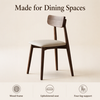 Chaise de salle à manger rembourrée avec cadre en bois personnalisé et dossier en bois clair pour café, restaurant, mobilier de maison, sièges, fournitures commerciales