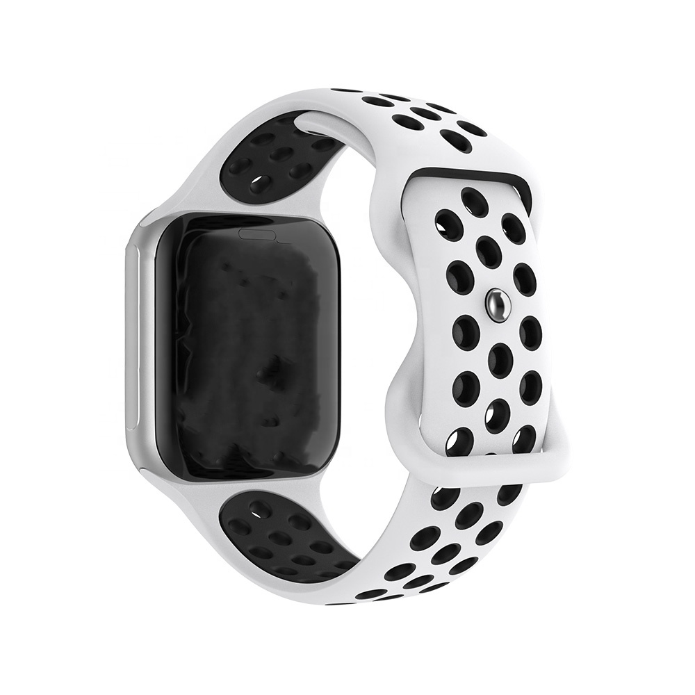 Wholesale Hot Selling for Rubber Watch Band Snap Buckle Dual Color Sport Loop Silicone Wristband for Watch 7 38-45mm