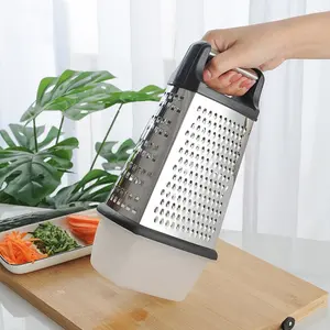 4-Sided Thép Không Gỉ Vắt Tay Công Cụ Nhà Bếp Parmesan Pho Mát Rau Gừng Nhanh chóng Slicer Với Có Thể Tháo Rời Lưu Trữ Container