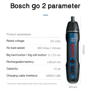 Destornillador <span class=keywords><strong>Bosch</strong></span> <span class=keywords><strong>Go</strong></span> 2, Taladro Inalámbrico Recargable, Destornillador Eléctrico <span class=keywords><strong>Bosch</strong></span> <span class=keywords><strong>Go</strong></span> de 3.6 V, Herramientas Eléctricas Multifunción para el Hogar - Product Image 3