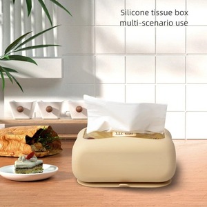 Silicone Tissue <b>Box</b> Holder Suction Cup Napkin <b>Storage</b> <b>Box</b> Wall-Mounted Tissue Drawer for Kitchen Living Room Bedroom Office Car - Product Image 2