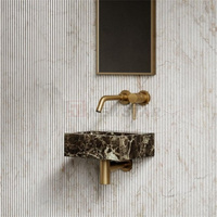 Vente en gros de lavabos en marbre Emperador foncé de luxe sur mesure, lavabo mural, lavabo de salle de bain moderne, lavabo sur pied en marbre, petit lavabo