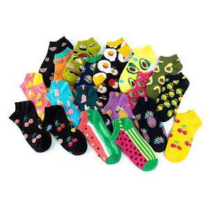 Calcetines tobilleros con estampado <span class=keywords><strong>de</strong></span> frutas para hombres y mujeres, calcetines informales transpirables, calcetines con bonito patrón tropical <span class=keywords><strong>de</strong></span> dibujos animados, calcetines cómodos <span class=keywords><strong>de</strong></span> algodón <span class=keywords><strong>de</strong></span> corte bajo - Product Image 5