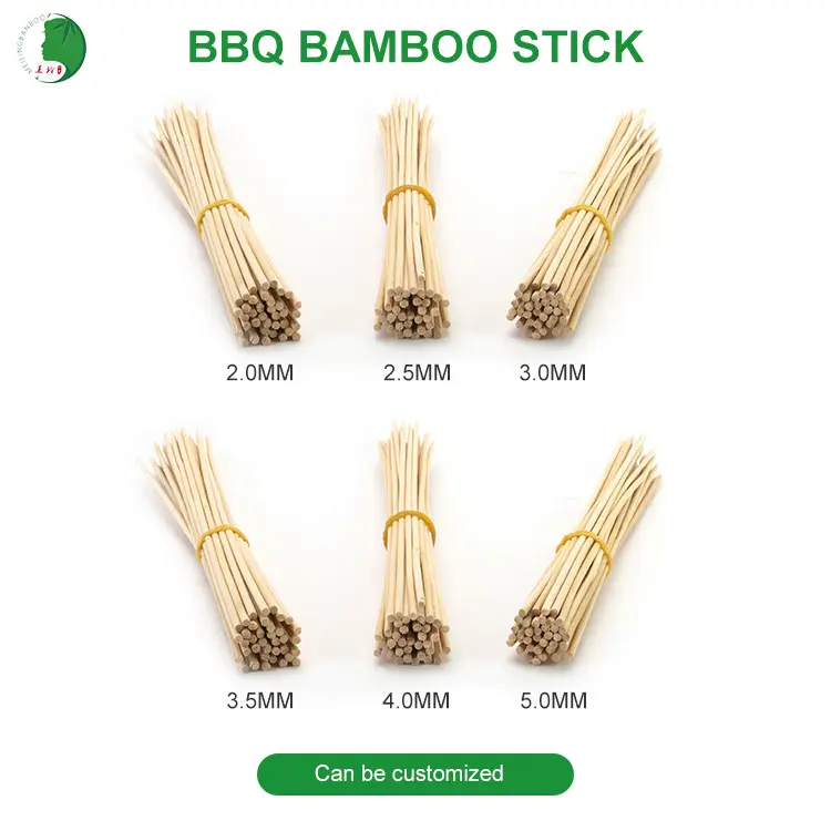 Stik bambu 150mm x 3.8mm 6 ''dan 12'' Bamboo Skewer 60cm koktail 5mm 50 Cm