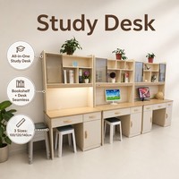 Bureau d'ordinateur intégré avec bibliothèque, moderne, minimaliste, durable et peu encombrant, pour la maison, le bureau, l'étude ou la chambre.