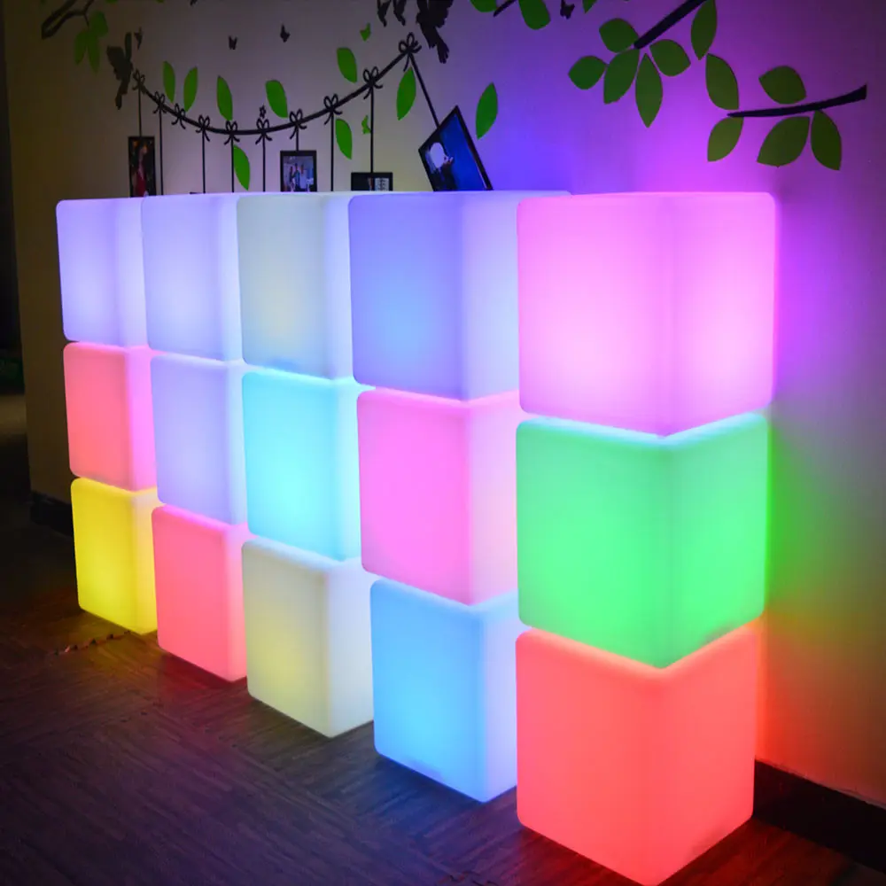 Gloeiende Licht Zitkubus/Rechthoekige Led Barkrukken Mobiele Licht Bench Verlichte Cube Zetels Nachtclub Meubels