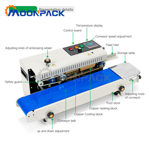Moonpack เครื่องซีล FR-900-1แบบสายพานความร้อนอย่างต่อเนื่องอาหารพลาสติกกระดาษอลูมิเนียมข้าวเครื่องปิดผนึกอย่างต่อเนื่อง - Product Image 5