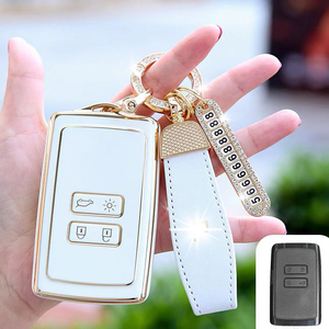 Pour <span class=keywords><strong>Renault</strong></span> Duster Dacia Scenic <span class=keywords><strong>Master</strong></span> Megane 2016/17/18 Fob 2 boutons Housse de clé à distance Échantillon gratuit Accessoires de clé de voiture en TPU souple - Product Image 1