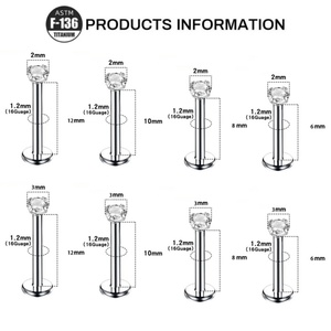 Gaby Wholesale 18G Titane Vintage Labret sans filetage Push Pin Piercing Stud 1.0*10mm Noir Bijoux de mariage et de fiançailles - Product Image 3