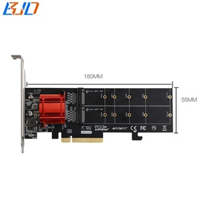 PCI Express PCI-e 8X إلى <span class=keywords><strong>2</strong></span> منفذ NGFF <span class=keywords><strong>M</strong></span>.<span class=keywords><strong>2</strong></span> <span class=keywords><strong>M</strong></span>-Key صحافة محول M2 محول NVMe SSD بطاقة توسيع ASM2812 - Product Image 3