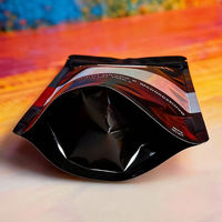 Sachet refermable personnalisé en aluminium noir de qualité alimentaire avec fenêtre pour épices et sel