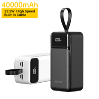 Aspor A318 22,5 W Precio de fábrica Venta caliente Banco de energía Carga rápida Móvil OEM 40000mAh Cargador portátil PowerBanks al por mayor