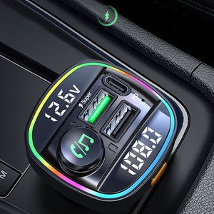 Coloré BT 5.0 <span class=keywords><strong>USB</strong></span> <span class=keywords><strong>chargeur</strong></span> de <span class=keywords><strong>voiture</strong></span> <span class=keywords><strong>Type</strong></span> <span class=keywords><strong>C</strong></span> <span class=keywords><strong>chargeur</strong></span> rapide de <span class=keywords><strong>voiture</strong></span> transmetteur FM lecteur mains libres récepteur Audio adaptateur de musique MP3 - Product Image 2