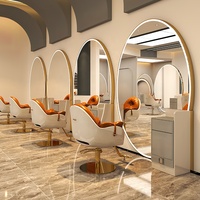 Station de coiffure de luxe pour salon de barbier, miroirs modernes pour salon de coiffure, postes de coiffage avec armoire de rangement