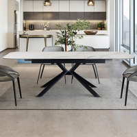 Usine chinoise vend personnalisé moderne lumière luxe pieds en métal en céramique table de table en verre trempé meubles de salle à manger table pliable