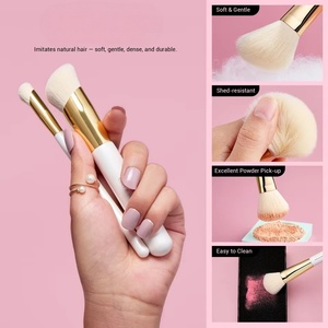 Ensemble de 15 pinceaux professionnels pour maquillage des ongles, synthétiques, doux, blancs, scintillants, manche en bois, pour fond de teint, contour, anticernes, fard à paupières T518 - Product Image 3