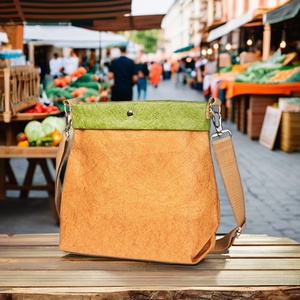 Custom Eco-friendly Recycled Waterproof Crossbody Reusable Heavy-duty Rip-stop Kraft Paper Tote Bag Zipper Open Bohemian Fashion - Product Image 2