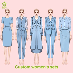 Conjunto de Ropa de Trabajo de Oficina para Mujer, <span class=keywords><strong>Blazer</strong></span>, Chaleco, Camisa, Falda, Pantalones, Gabardina, Uniforme, Formal de Negocios, OEM, ODM, Conjuntos Personalizados para Mujer - Product Image 1