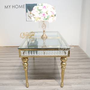 Tavoli e Sedie Rettangolari in Acciaio Inox Dorato di Lusso Personalizzabili per Decorazioni Matrimoniali ed Eventi - Product Image 3