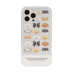 Invisible With Stand Phone Case For iphone 14 pro max TPU Back Case Pet dogs cute cats Mobile Phone Case