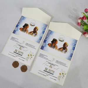 Hiện Đại Tự Làm Ngà Trống Túi Gấp Lời Mời Tùy Chỉnh In Cổ Điển Rsvp Thẻ Sáp Con Dấu Ngày Cưới Anime Phong Cách Làm Giấy - Product Image 4