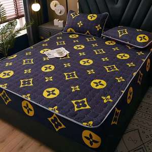 Lenzuola da letto in cotone 100% con fasce elastiche imbottite trapuntate copriletto antipolvere - Product Image 5