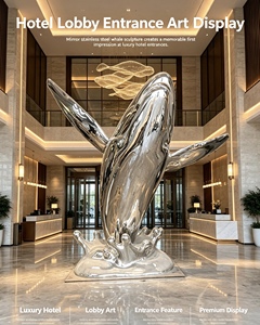 Escultura Moderna Circular de Ballena en Acero Inoxidable con Acabado de Superficie Espejada para Uso en Exteriores en Hoteles y Centros Comerciales - Product Image 1