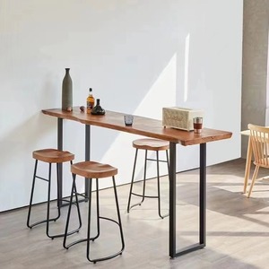 Table de bar en bois massif moderne simple ménage balcon <span class=keywords><strong>restaurant</strong></span> magasin de thé au lait contre le mur longue table haute table étroite - Product Image 1