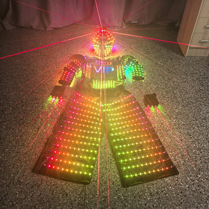 Costume lumineux LED irisé, combinaison intégrale avec casque et gants pour spectacle sur scène, unisexe - Product Image 3