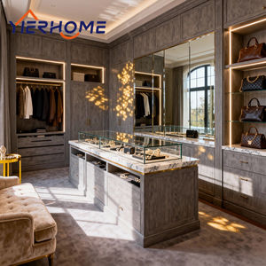 Dressing moderne haut <span class=keywords><strong>de</strong></span> gamme en aluminium avec îlot <span class=keywords><strong>de</strong></span> présentation <span class=keywords><strong>de</strong></span> bijoux, système <span class=keywords><strong>de</strong></span> <span class=keywords><strong>rangement</strong></span> <span class=keywords><strong>de</strong></span> luxe pour chambre à coucher - Product Image 1