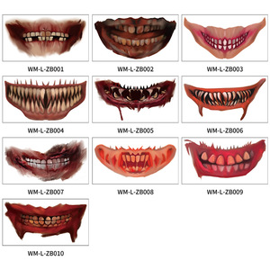 Autocollant de tatouage temporaire 3D étanche <span class=keywords><strong>Thriller</strong></span> Lip DIY Halloween Horror Big Mouth Face Decoration - Product Image 3