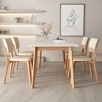 Ensemble Table et Chaises de Salle à Manger Rectangle en Marbre et Bois Massif, Style Nordique Luxe Moderne, 4 à 6 Places, Meubles Complets Petits, Designs Minimalistes