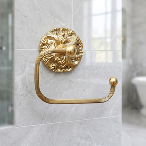 Porte-papier toilette mural en laiton doré, design moderne floral, haute qualité, pour salle de bain, vente en gros - Product Image 3