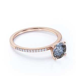 Gioielli con diamanti sale e pepe anello rotondo con diamanti sale e pepe anelli di fidanzamento unici con sale e pepe - Product Image 3