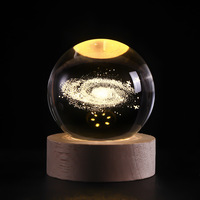 Décoration de bureau Honor of Crystal, boule de cristal transparente, boule de cristal lumineuse 3D, boule de cristal du système solaire, lumière LED, veilleuses