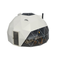 Tente dôme géodésique de camping extérieur de luxe, blanche, imperméable, avec structure en acier et matériau PVC résistant aux UV, double couche, type igloo