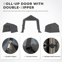 Abri d'auto robuste, abri de rangement avec cadre en métal, abri de garage portable pour vélos, motos, VTT et outils d'extérieur