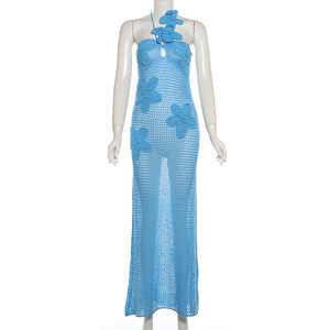 Nuevo Vestido Elegante de Punto sin Mangas con Cuello Halter y Cintura Alta para Mujer - Product Image 5