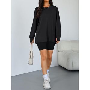 Womens Oversized Long Sleeve T <b>Shirt</b> Plus Size Loose Fit Workout Top Thumb Hole Knitted Fabric Fashion <b>Y2k</b> Style - Product Image 6