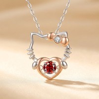 Collier en argent sterling 925, motif chat mignon, avec moissanite et breloque cristal personnalisée, bijoux pour femme